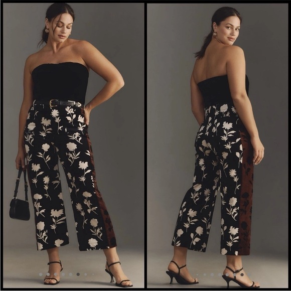 Pants - Anthropologie x Maeve Cropped Velvet Wide-Leg Pants Size 22W NWT